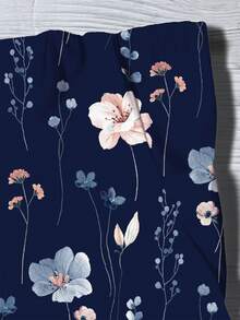 SHEIN LUNE Blus Kasual Tanpa Lengan Leher V Motif Bunga untuk Wanita, Cocok untuk Musim Panas, Atasan Musim Panas - MultiWarna - View 4
