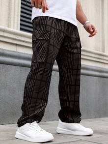 Manfinity Homme Pantalones cargo a cuadros talla grande para hombres - Multicolor - Ver 3