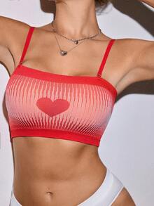 Lowkey Lull Brassière femme à imprimé cœur dégradé de couleurs mode - Rouge - Voir 2