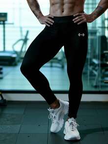 GymBeat Men Sports Tights - Black - View 5