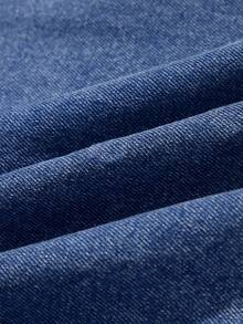 GlowEve 夏季休闲水洗牛仔短裤，饰有蝴蝶刺绣 - 藍色 - 查看 5