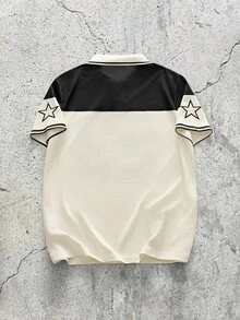 EVRINFINITE Men's Numeric Print Short Sleeve Casual Commuter Polo Shirt - Multicolor - View 2