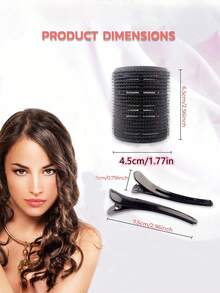 Self Grip Hair Rollers 6/12pcs, No Heat Curlers With Black Clips For Long/Short Hair - Black - View 4