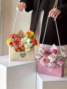 5/10pcs Envelope Style Flower Box, Love Letter Pattern, Reusable Lightweight Gift Box, Wedding Favor DIY Floral Arrangement, Valentine's Day Gift(Bead Chain Not Included) - one size fits all - View 5