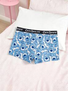 SHEIN X Care Bears 男士卡通印花平角内裤 - 藍色 - 查看 2