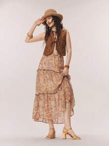 Styleloop 女士方头粗跟浅棕色踝带编织凉鞋，户外简约透气舒适波西米亚西部风音乐节假日风格女式凉鞋 - 淺棕色 - 查看 11