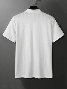 Manfinity CasualCool 男士短袖纹理面料Polo衫，适合居家、外出和节日场合穿着 - 米色 - 查看 7