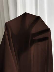 Vionelle Plus Size Solid Color Round Neck Ruffle Hem Elegant Long Sleeve Dress - Brown - View 7