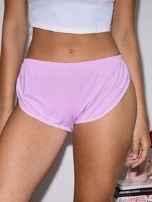 Lowkey Lull Comfortable Slit Hem Boxer Briefs For Couples - Mauve Purple - View 4