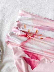 SHEIN 兒童青少年女孩三種穿法休閒熱帶海灘度假花卉印花修身上衣，夏季百搭，高領露肩設計，優雅美麗，適合度假、鄉村風、海灘度假、下午茶等，端莊風格，可作為派對上衣或可愛上衣穿著 - 白色 - 查看 5