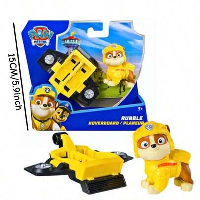 Giocattolo Rubble dei Paw Patrol per bambini, action figure di cane dei cartoni animati con veicolo hoverboard, mini giocattolo interattivo come regal