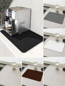 1 Item, Solid Color Diatomaceous Earth Absorbent Mat, Dish Drying Mat, High Temperature Resistant, Heat-Insulating, Suitable For Household, Restaurant, And Kitchen Countertops, Coffee Machine Mat, Applicable To Kitchens, Tabletops, Coffee Machines, Bars, And Kitchen Accessories. - Multicolor - View 1