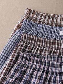 EverLounge Bộ 4 chiếc quần harem nam in họa tiết kẻ caro, thoải mái, kiểu dáng thường ngày. - Nhiều màu - Xem 4