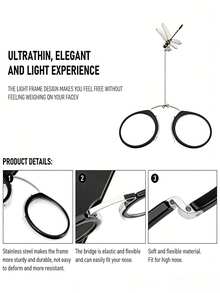 Zazumi Ochelari de vedere mini cu clips pentru mărirea nasului, ochelari de vedere portabili ultra-subțiri în stil card, ochelari de vedere cu filtru de lumină albastră pentru telefon, lentilă de mărire ușoară fără ramă pentru citit zilnic, lucru, jocuri și utilizare mobilă, design elegant la modă pentru bărbați și femei, disponibili în 3 culori (roșu, albastru, negru), compacți și ușor de transportat pentru călătorii, naveta, birou și utilizare în aer liber - multicolor - Vizualizare 4