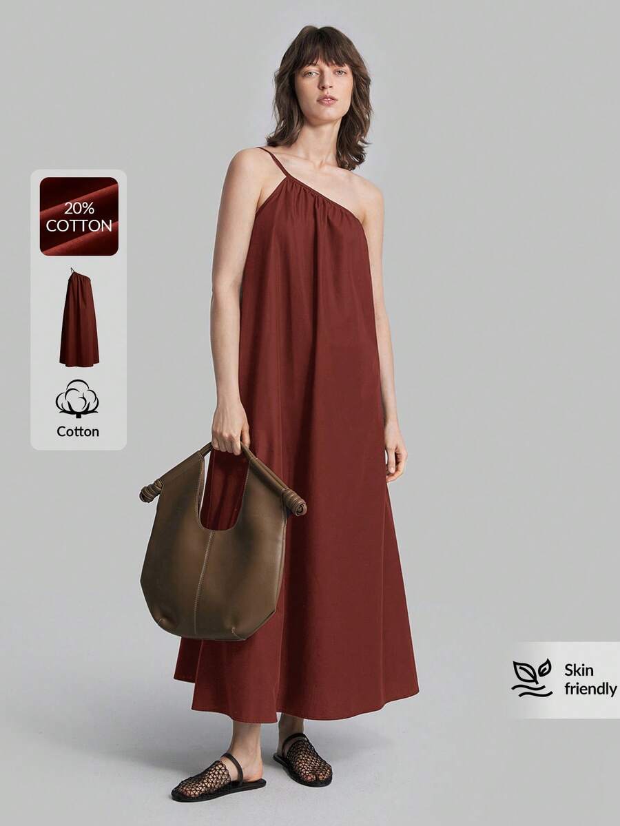 Ontre Đầm không tay kiểu dáng nghỉ dưỡng mùa xuân/hè 2026 mới dành cho nữ, có túi, chất liệu mềm mại và thoải mái, thời trang cho đi làm, công sở, tiệc trà, mặc hàng ngày, ngày Quốc khánh, trang phục công sở, đầm thường ngày, đầm đi nghỉ mát. - Màu Đỏ Sâu - Xem 1