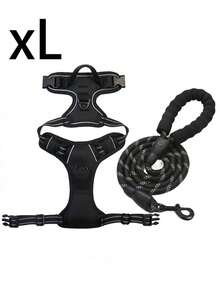 Bộ dây đeo ngực cho chó, áo vest có đệm mềm điều chỉnh được, áo vest vải Oxford phản quang chống nghẹt thở, có tay cầm điều khiển và vòng móc dây an toàn ô tô (tùy chọn) - Tặng kèm dây xích chắc chắn dài 1,5 mét. - Nhiều màu - Xem 8