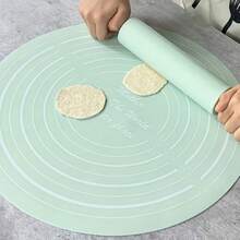 2 Pieces Cooking Tool Set: Rolling Pin, Circular Silicone Pad, Baking Tools, And Household Kitchen Accessories. - Multicolor - View 5