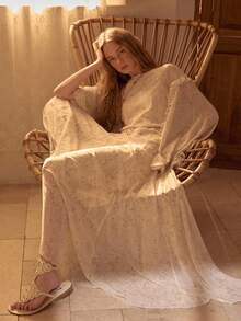 MOTF STUDIO ALL OVER PRINT RUFFLE TRIM DRESS - Apricot - View 7