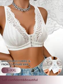 女士前扣式无钢圈文胸一件装 - 白色 - 查看 6