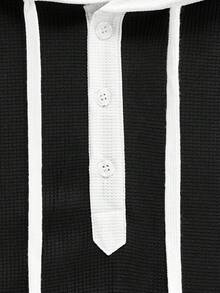 Modcrash Men's Sleeveless Hooded Polo - Style Tank Top - Black With White Trim. Ideal For Summer Casual And Athletic Wear - Black - View 5