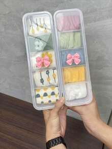 1/2PCS, Multi Grid Dust-Proof And Waterproof Makeup Pad Hair Cord Data Cable Underwear Socks Storage Box - Clear - View 7