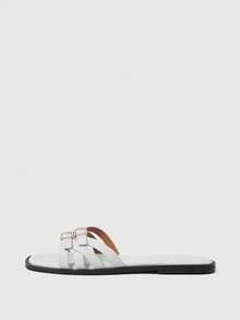 Sleekvia Women's Comfortable Flat Non-Slip Versatile Metal Outdoor Flip Flops Summer Shoes - White - View 3
