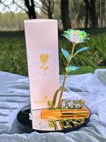情人节礼物送给她，送给妈妈的情人节礼物，生日礼物，星空玫瑰玻璃花，永生玫瑰，送给女朋友、姐妹、妻子、奶奶的情人节鲜花礼物 - 彩色 - 查看 2