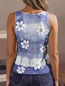 Floral Print V-Neck Sleeveless Camisole, Fashionable For Summer Vacation & Dates - Multicolor - View 2
