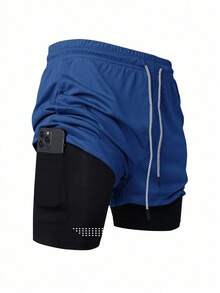 Manfinity Sport Corelite Quần short thể thao nam hai lớp, cạp chun, có dây rút - màu đen - Xem 6