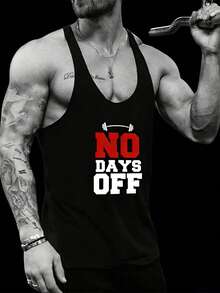 GymBeat Boyfriend Style Men's Dumbbell Pattern Sports Tank Top Workout Tops , Gym , Graphic , Racerback Tank , Lightweight - Black - View 4
