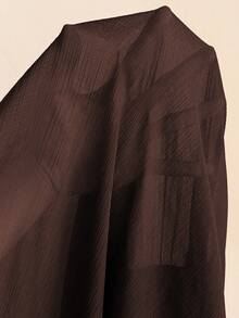 Roveilla 女士雪纺褶皱面料交叉扭结腰部褶皱后背松紧腰A字喇叭袖长连衣裙，优雅法式复古办公室通勤商务度假休闲街头风简约百搭下午茶派对春夏装 - 巧克力棕 - 查看 8