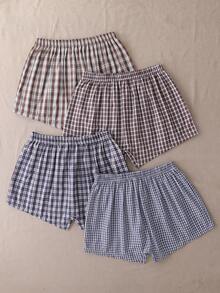 EverLounge Bộ 4 chiếc quần harem nam in họa tiết kẻ caro, thoải mái, kiểu dáng thường ngày. - Nhiều màu - Xem 2