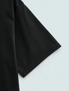 Modcrash Men's UNDRGRND Culture Letter Slogan #11 Double-Sided Print T-Shirt, Casual Street Meteor Stripe T-Shirt, Black, Summer - Black - View 5