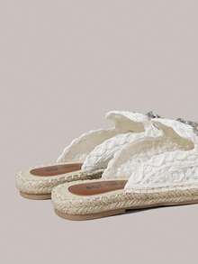 Styleloop Women's Fashion Embroidered Thick Sole Espadrille Shoes - White - View 5