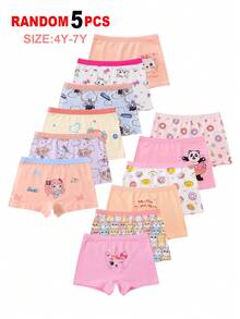 Paquete de 5 bragas con estampados de caballos, conejos y elefantes de dibujos animados para niñas, surtido de colores - Multicolor - Ver 4