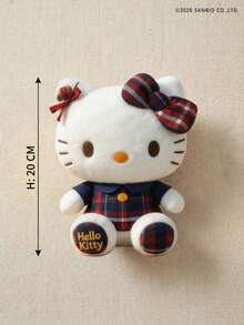 HELLO KITTY AND FRIENDS | Gatinha de Pelúcia - Vestindo Saia Xadrez Vermelha e Azul e Laço - Gatinha com Expressão Fofa e Design Exclusivo - Feita de Poliéster - Perfeita para Presentear Meninas, Amigas e Crianças em Aniversários, Dia de Ação de Graças, Páscoa e Festas - Decoração para Sofá e Cama - Multicolorido - Ver 7