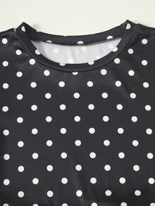 SHEIN Đầm ngắn tay dài đến đầu gối, phong cách tối giản, dễ phối đồ, dành cho các cô gái tuổi teen. - màu đen - Xem 6