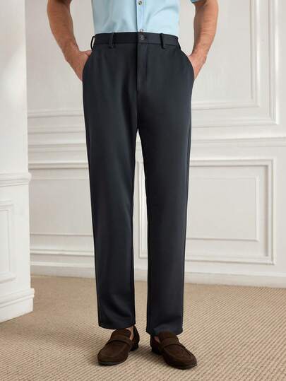 Officeau 男士经典设计长裤，纯色商务休闲裤，略有弹力，优雅奢华风格，适合春夏季