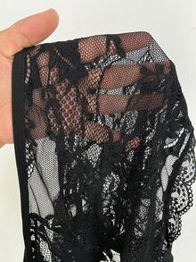 EgrlEra Áo croptop ren xuyên thấu phong cách Y2K gợi cảm, thời thượng, táo bạo dành cho các lễ hội âm nhạc (không bao gồm áo quây). - màu đen - Xem 7