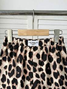 SHEIN 少女豹纹宽松短裤，时尚休闲日常百搭 - 彩色 - 查看 3