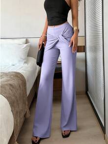 Rafferiza Quần legging ống đứng co giãn, cạp cao, ôm dáng, kiểu dáng thanh lịch Pháp dành cho nữ - Màu tím hoa cà - Xem 5