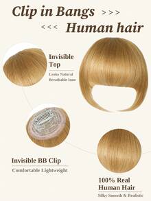 Clip In Bangs 100% Human Hair Bangs 18# Caramel Blonde Clip In Bangs Fringe With Temples Real Human Hair Fake Bangs Extensions Natural Lookin For Women G Daily Wear - S18 - View 3