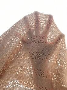 Franclia 2026春夏新款欧美风性感修身腰部休闲度假日常户外女士浪漫海滩派对晚宴海边针织米色女式毛衣连衣裙，镂空慵懒舒适 - 卡其色 - 查看 5