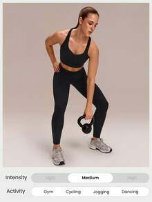 GLOWMODE Quần legging 24 inch siêu mềm mại, không đường may, cạp cao 3 mảnh, không xuyên thấu, nâng mông, thích hợp cho tập luyện cường độ trung bình, chạy bộ, tập gym. - màu đen - Xem 9