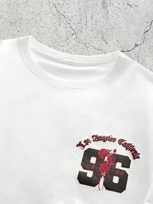 EVRINFINITE Camiseta de manga corta casual y versátil para hombres con estampado minimalista de números y lema en inglés - Blanco - Ver 4