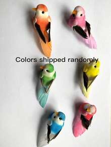 1/6/12 piezas Pájaros artificiales pequeños y realistas con plumas para decoración de jardín al aire libre, envío aleatorio - Multicolor - Ver 14