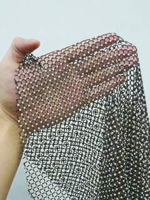 NU&NOW Valentine Sexy Beach Vacation Party Rhinestone Mesh Chain Decor Draped Neck Dress - Coffee Brown - View 7