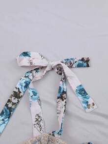 Sweetra Đầm hai dây họa tiết hoa thời trang mùa xuân/hè. - Màu xanh lam - Xem 5