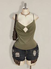 SHEIN ICON 大码女式绿色吊带背心 - 綠色 - 查看 11