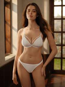 Bộ đồ lót liền thân thoải mái trong suốt 2 món cho nữ - trắng - Xem 3